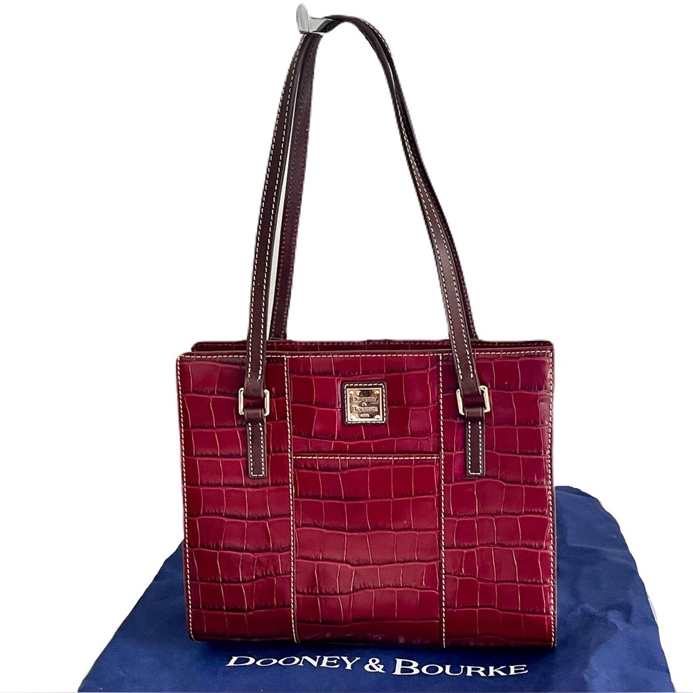 Dooney & Bourke ‘Charlotte’ Red Croc Embossed Leather Tote Bag in “Bourdeaux”